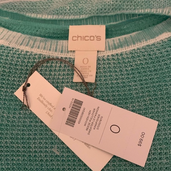 NWT Chicos Woven Hem Reese Sweater In KingFisher - Picture 2 of 5
